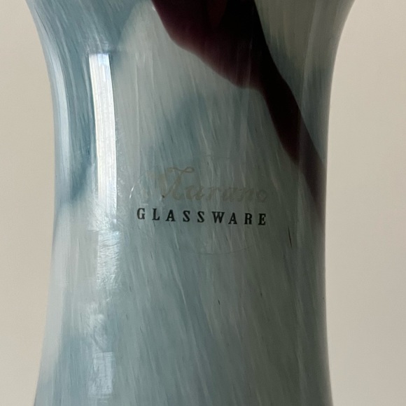 Vintage Murano Blue White Wine Swirled Gourd Glass Vase - Picture 2 of 9